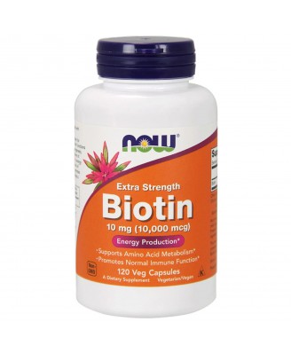 Biotin Extra Strength 10 mg (10.000 mcg) (120 Vegetarian Capsules) - Now Foods