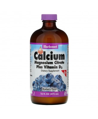 Liquid Calcium Magnesium Citrate Plus Vitamin D3 - Natural Blueberry Flavor (472 ml) - Bluebonnet Nutrition