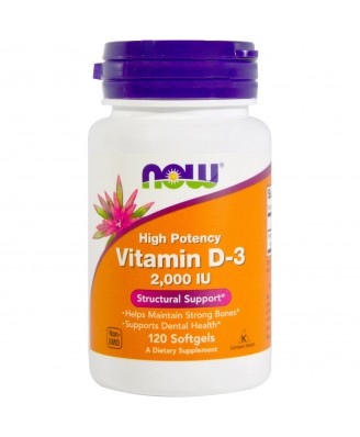 Vitamin D3 2000 IU (120 Softgels) - Now Foods