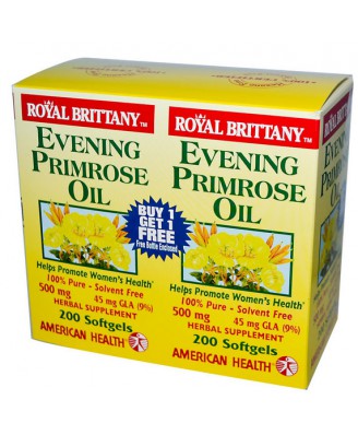 Bretaña real aceite de onagra 500 mg - 2 botellas -200 cápsulas - American Health