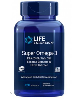 Super Omega-3- EPA/DHA with Sesame Lignans & Olive Fruit Extract (120 Softgels) - Life Extension