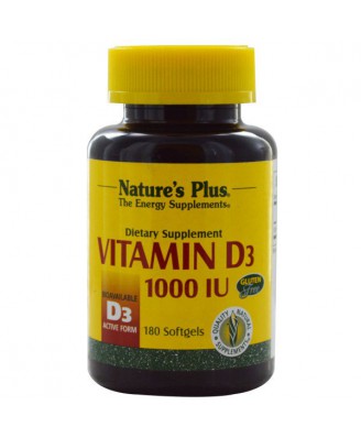 Vitamin D3, 1000 IU (180 Softgels) - Nature's Plus