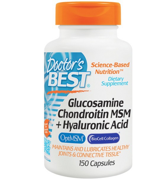 Doctors Best Glucosamina condroitina MSM + ácido hialurónico, 150 cápsulas