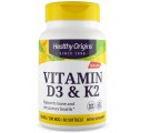 Vitamin D3 & K2, 50mcg/200mcg, 60 Softgels, Healthy Origins