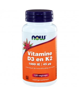 Vitamine D3 en K2 - 1000 IE | 45 µg (120 vegicaps) - NOW Foods