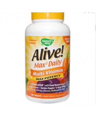 Nature's Way  Alive! Whole Food Energizer Multi vitamina, máxima potencia, sin hierro añadido, 180 comprimidos