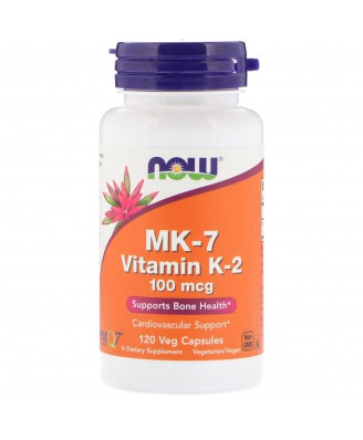 MK-7 Vitamin K-2 - 100 mcg (120 Vegetarian Capsules) - Now Foods